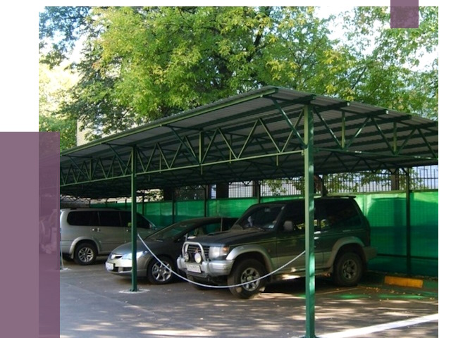 Навесы для парковки в Красноуфимске от 79732 руб. заказать | ПРОЛЁТ-Крф