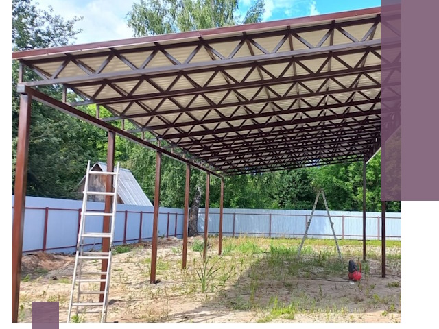 Односкатные навесы под ключ в Красноуфимске — изготовление и монтаж