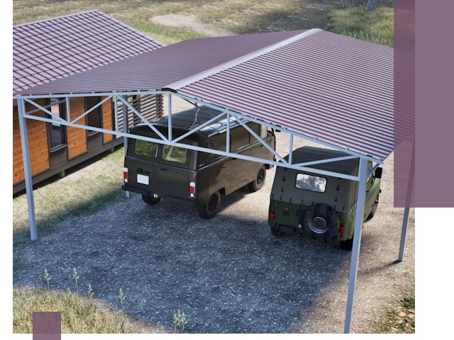 Двускатные навесы под ключ в Красноуфимске — изготовление и монтаж